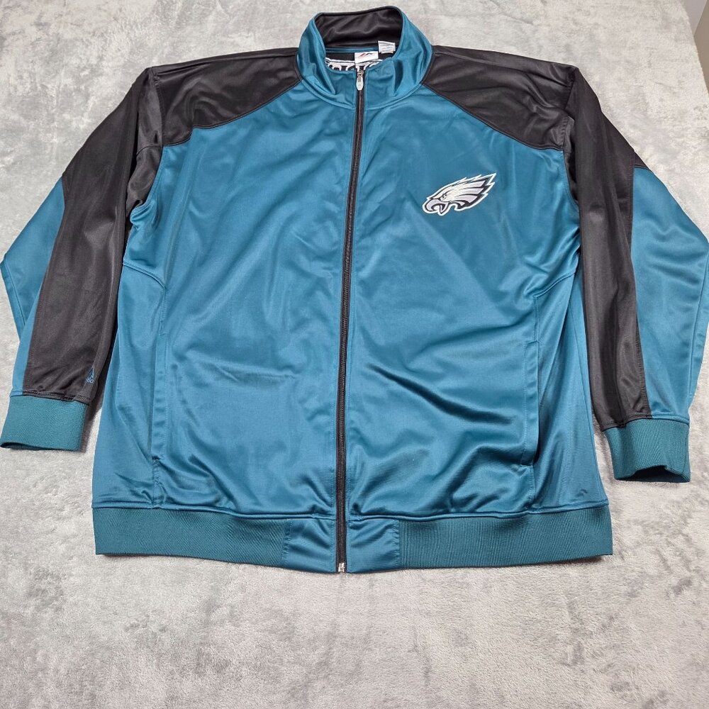 Philadelphia Eagles Track Jacket Mens 4XT Green Majestic Full Zip Embroidered